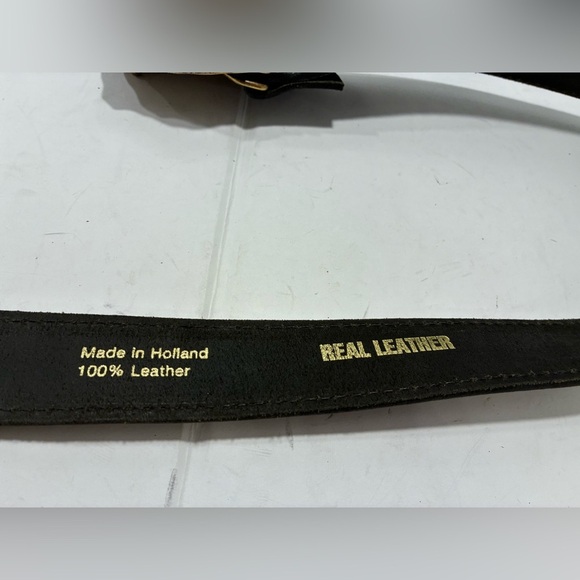 LIVE TO RIDE Biker Buckle Black Leather Belt Brass Made In Holland Motorcycle - Picture 5 of 6